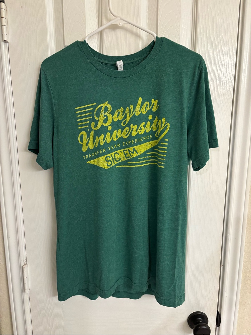 Bella Canvas Green Baylor University Graphic Tee with Yellow Print